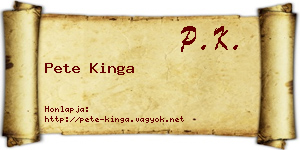 Pete Kinga névjegykártya